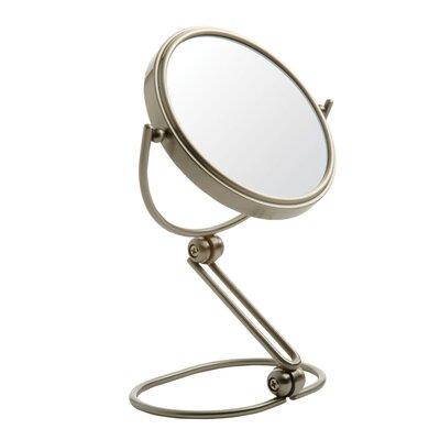 Orren Ellis Tempio 5.75" Folding Travel Magnified Makeup Mirror w/Storage Bag Metal | 1 H x 6.75 W x 1 D in | Wayfair