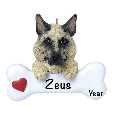 The Holiday Aisle® German Shepherd Personalized Hanging Figurine Ornament Plastic in Black/Brown/Red | 3.25 H x 3.5 W x 0.5 D in | Wayfair
