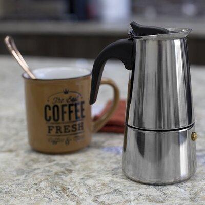 Home Basics Espresso Maker, Stainless Steel in Brown/Gray, Size 7.0 H x 3.37 W x 3.37 D in | Wayfair WYF74184