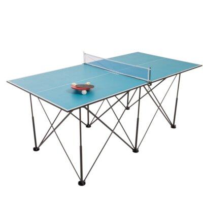 Ping-Pong Pop up Foldable Indoor Table Tennis Table w/ Paddles & Balls (19mm Thick) Legs in Blue/Brown/Gray | 30 H x 36 W x 72 D in | Wayfair