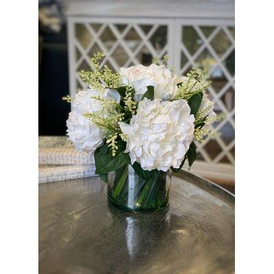 Joss & Main Ferdinand Peony Floral Arrangements in Vase Polysilk, Glass | 13.5 H x 18 W x 18 D in | Wayfair 4F5D8FB7F0F0498BAD781A75B42C954C