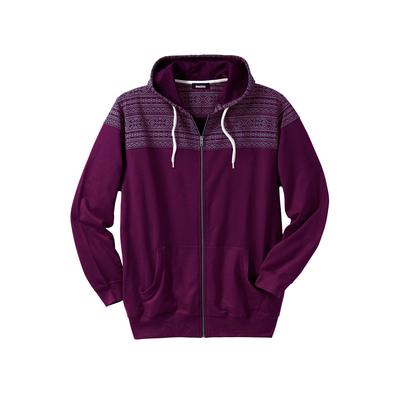 Men's Big & Tall French Terry Snow Lodge Hoodie by KingSize in Dark Burgundy (Size L)