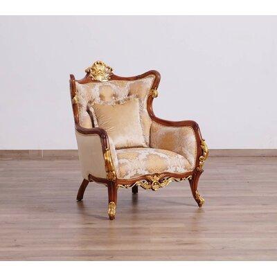 Armchair - European Furniture Veronica 34.5" Wide Armchair Wood in Brown/Yellow | 45 H x 34.5 W x 37.5 D in | Wayfair 47078-C