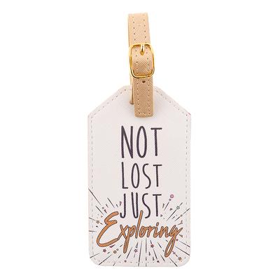 Wit! Gifts Luggage Tags - White & Tan 'Not Lost Just Exploring' Luggage Tag