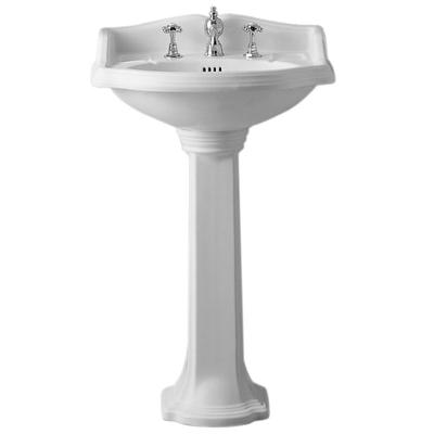 Whitehaus Collection China Series Small Washbasin with Backsplash Pedestal Sink - Single Faucet Drilling AR814-AR815-1H