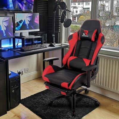 CHAIRKER Big & Tall Ergonomic Gaming Chair 350lbs-Racing Style Desk Office PC Chair Faux Leather in Red/Black | 52.4 H x 24 W x 20 D in | Wayfair