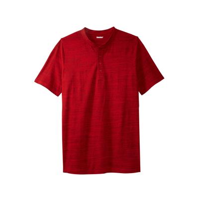 Men's Big & Tall Shrink-Less Lightweight Henley Longer Length T-Shirt by KingSize in Red Marl (Size XL) Henley Shirt