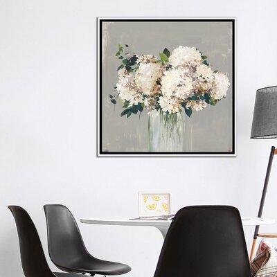 East Urban Home White Hydrangea by Allison Pearce - Painting Print Canvas in Gray, Size 37.0 H x 37.0 W x 1.5 D in | Wayfair