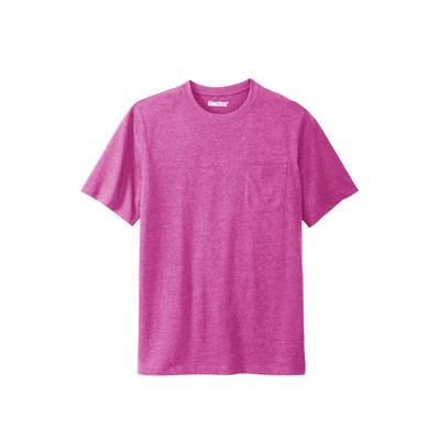 Men's Big & Tall Shrink-Less™ Lightweight Pocket Crewneck T-Shirt by KingSize in Heather Magenta (Size 9XL)