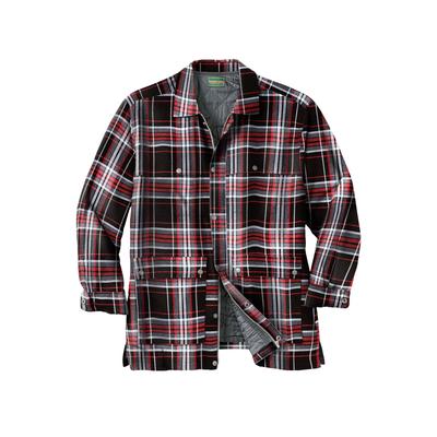 Men's Big & Tall Flannel Full Zip Snap Closure Renegade Shirt Jacket by Boulder Creek in Black Plaid (Size XL)