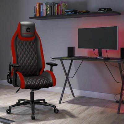 Atlantic Dardashti Ergonomic Gaming Chair Faux Leather/Upholstered in Red/Black, Size 54.5 H x 27.38 W x 27.38 D in | Wayfair 78050357