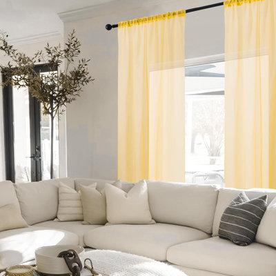 Latitude Run® Solid Color Sheer Grommet Curtain Panels Polyester in Yellow | 63 H in | Wayfair 30FE0D8F37FF44D58002F662B310FF0F