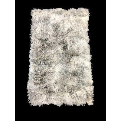 Chesterfield Leather Tibetan Lamb Wool Throw Wool in Gray/White | 36 W in | Wayfair 5002-3x5
