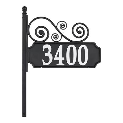 Nite Bright Scroll Reflective Address Post Sign by Whitehall Products in Black White