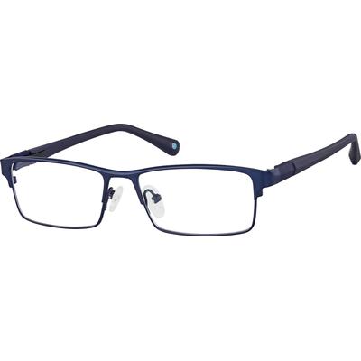 Zenni Men's Classic Rectangle Prescription Glasses Blue Titanium Full Rim Frame