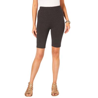 Plus Size Women's Essential Stretch Bike Short by Roaman's in Heather Charcoal (Size 5X) Cycle Gym Workout
