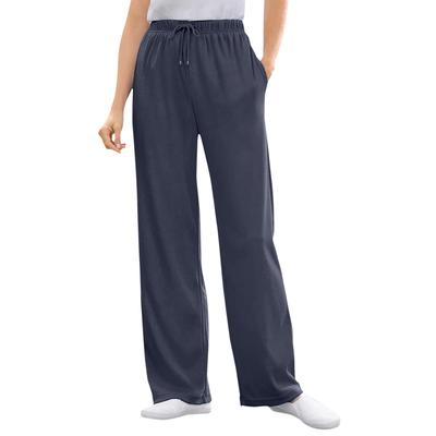 Plus Size Women's Sport Knit Straight Leg Pant by Woman Within in Navy (Size 1X)