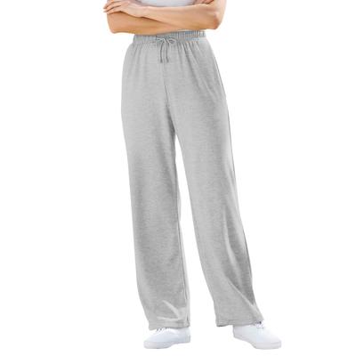 Plus Size Women's Sport Knit Straight Leg Pant by Woman Within in Heather Grey (Size S)
