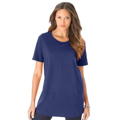 Plus Size Women's Crewneck Ultimate Tee by Roaman's in Navy (Size M) Shirt