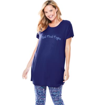 Plus Size Women's Soft PJ Tunic Tee by Dreams & Co. in Evening Blue Coffee (Size 14/16)
