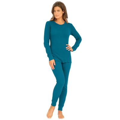 Plus Size Women's Thermal Long Sleeve Tee by Comfort Choice in Deep Teal (Size L) Long Underwear Top