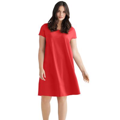 Plus Size Women's A-Line Tee Dress by ellos in Chili Red (Size 26/28)