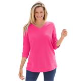 Plus Size Women's Three-Quarter Sleeve Thermal Sweatshirt by Woman Within in Raspberry Sorbet (Size 14/16)
