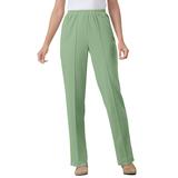 Plus Size Women's Elastic-Waist Soft Knit Pant by Woman Within in Sage (Size 34 T)
