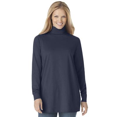 Plus Size Women's Perfect Long-Sleeve Turtleneck Tee by Woman Within in Navy (Size 6X) Shirt