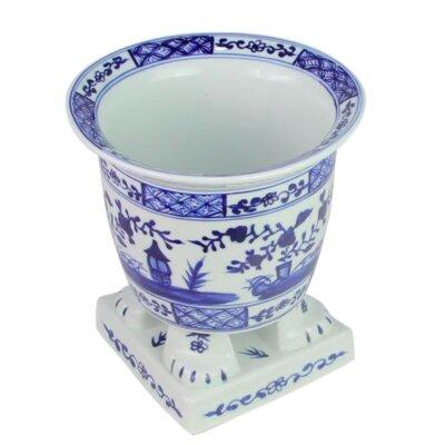 Bungalow Rose Footed Porcelain Planter Dark Ceramic in Blue | 10 H x 8.5 W x 8.5 D in | Wayfair A6C2A01874724DA1A97E429D27D901E0