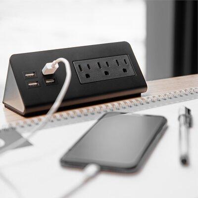 GDL Desk Edge Mount Power Outlets w/ Usb Charge Ports in Black, Size 2.75 H x 2.95 W x 6.69 D in | Wayfair WF-ZHUSBPORT-LS282838666-01-01