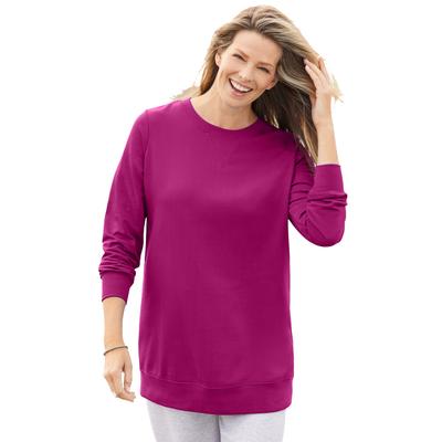 Plus Size Women's Fleece Sweatshirt by Woman Within in Raspberry (Size M)