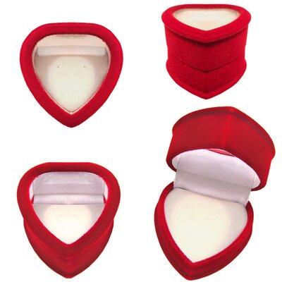 The Holiday Aisle® Velour Hinged Heart Gift Box w/ Window, Earrings, Pin Fabric in Red, Size 1.38 H x 2.0 W x 1.88 D in | Wayfair