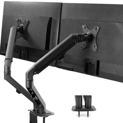 Vivo Mechanical Arm Dual Monitor Desk Mount, Steel in Black, Size 4.3 H x 34.5 W in | Wayfair STAND-V200S