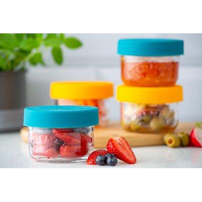 Kilner Food on the Go 4 Container Food Storage Set Glass in Blue/Yellow, Size 2.5 H x 3.5 W x 2.5 D in | Wayfair 1800.292U