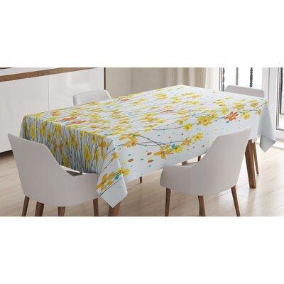 East Urban Home Ambesonne Daffodil Tablecloth, Botanical Blooming Spring Field Gardening Theme w/ Color Splatters | 60 D in | Wayfair