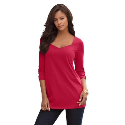 Plus Size Women's Sweetheart Ultimate Tee by Roaman's in Classic Red (Size 34/36) Long Sleeve Shirt