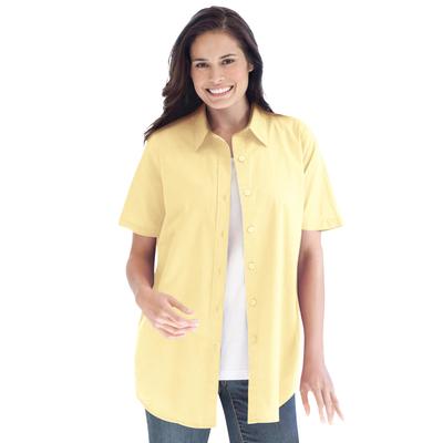 Plus Size Women's Perfect Short Sleeve Button Down Shirt by Woman Within in Banana (Size 4X)