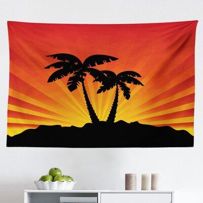 East Urban Home Ambesonne Silhouette Tapestry, Tropical Art Sunrays Palm Trees On Island, Fabric Wall Hanging Decor For Bedroom Living Room Dorm | Wayfair