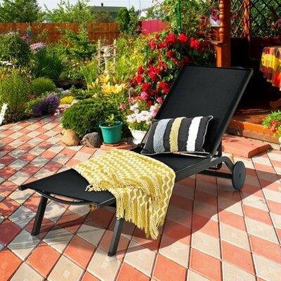 Latitude Run® Aluminum Fabric Outdoor Patio Lounge Chair w  Adjustable Reclining - Metal in Black | 13 H x 76 W x 23 D in | Wayfair