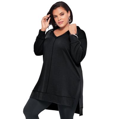 Plus Size Women's Tunic Hoodie by Roaman's in Black (Size 30/32)