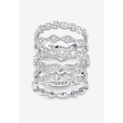 Women's 5-Piece Cubic Zirconia Ring Set by PalmBeach Jewelry in White (Size 10)