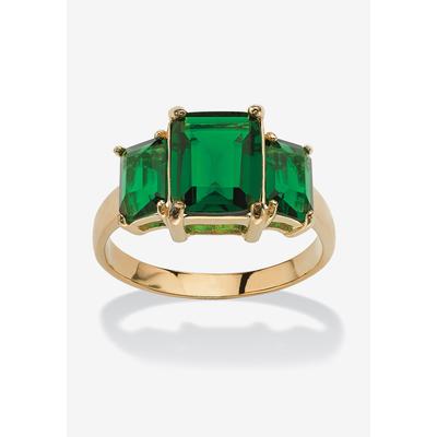 Women's Yellow Gold-Plated Simulated Emerald Cut Birthstone Ring by PalmBeach Jewelry in May (Size 9)
