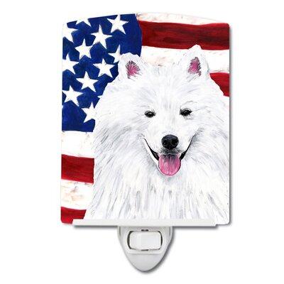 Caroline's Treasures USA American Flag w/ Fox Terrier Ceramic Night Light Ceramic in Red | 6 H x 4 W x 3 D in | Wayfair SC9023CNL