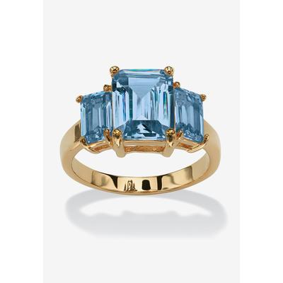 Women's Yellow Gold-Plated Simulated Emerald Cut Birthstone Ring by PalmBeach Jewelry in March (Size 6)