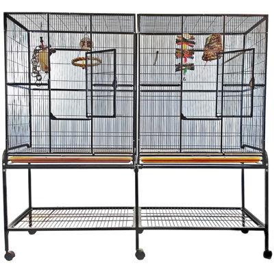 Tucker Murphy Pet™ Baxter 65" Iron Flat Top Breeder Bird Cage w/ Wheels Iron in Gray | 65 H x 21 W x 64 D in | Wayfair