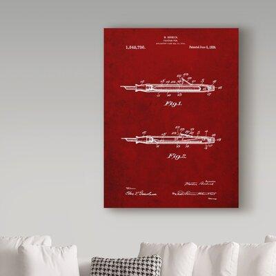 Trademark Fine Art 'Fountain Pen' Drawing Print on Wrapped Canvas & Fabric in Red, Size 19.0 H x 14.0 W x 2.0 D in | Wayfair ALI21877-C1419GG