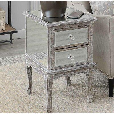 House of Hampton® Gourley 2 - Drawer End Table w/ Storage Wood in Gray | 24 H x 16 W x 16 D in | Wayfair 9585F09378934ED2A0BD197D734D75BD