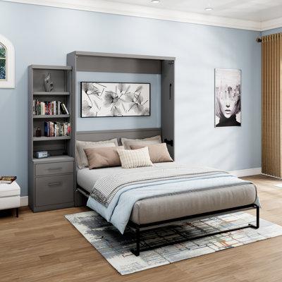 Hokku Designs Korte Queen Solid Wood Storage Murphy Bed Wood & Metal in Gray/Brown | Wayfair 75C548924CB440749C238BF987A2B2B7