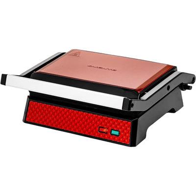 OVENTE Electric Indoor Panini Press Grill w/ Non-Stick Cooking Plates, Opens 180 Degrees Stainless Steel in Gray | 4.7 H x 10.1 D in | Wayfair